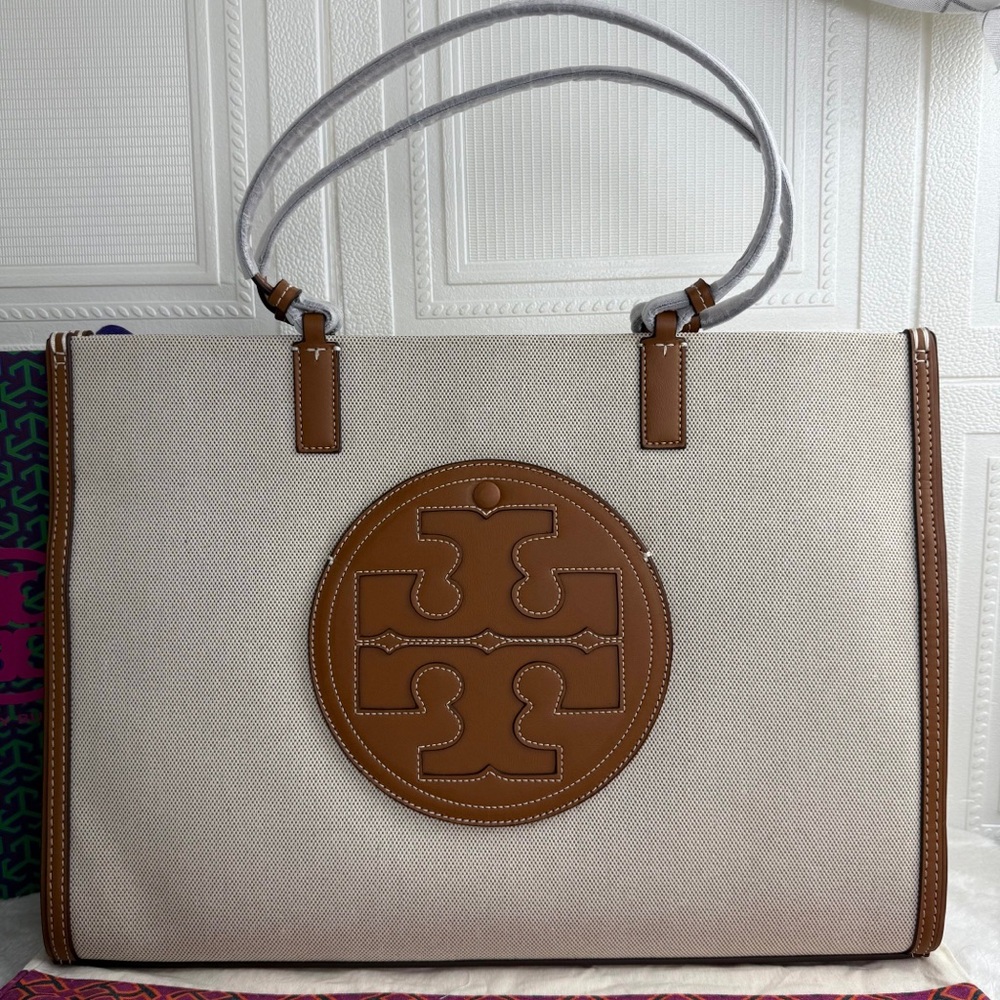 NEW Tory Burch Ella Canvas & Leather Tote Bag - Picture 11 of 11